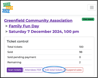 amend total tickets available